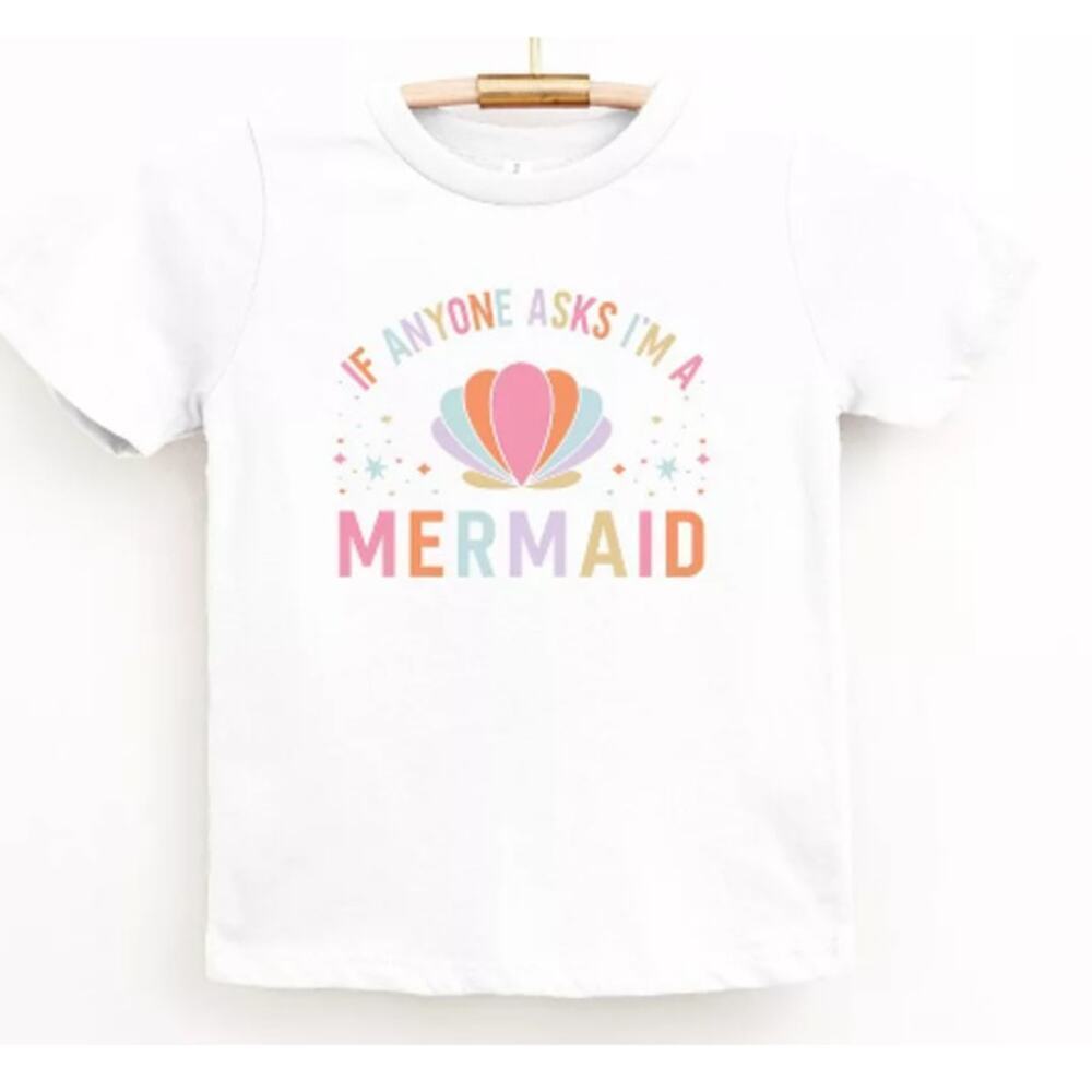 BELLA+CANVAS Kids White I'm A Mermaid Short Sleeve Top Size 2T